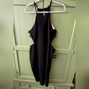 Express Women's Cutout Sheath Black High Neck Side Cutout Sheath Dress L NWT 🖤
